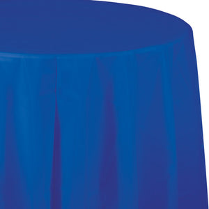 Bulk Pack of 2 Cobalt Round Plastic Tablecover, 82"