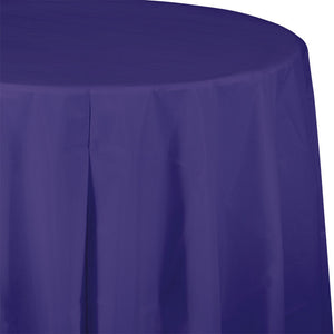 Bulk Pack of 2 Purple Round Plastic Tablecover, 82"