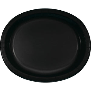 Bulk Pack of 16 Black Velvet Oval Platter 10" X 12"