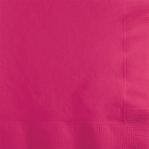 Bulk Pack of 100 Hot Magenta Beverage Napkin 2Ply