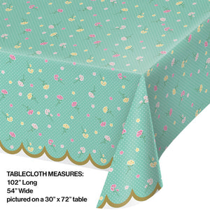 Bulk Pack of 2 Floral Tea Party Plastic Tablecover, 54" X 102"