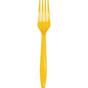 Bulk Pack of 48 School Bus Yellow Plastic Forks