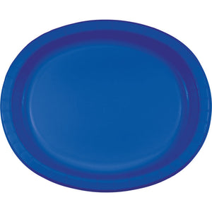 Bulk Pack of 16 Cobalt Oval Platter 10" X 12"