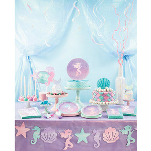 Bulk Pack of 16 Iridescent Mermaid Party Paper Dessert Plates