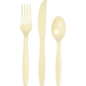 Bulk Pack of 48 Ivory Assorted Plastic Cutlery