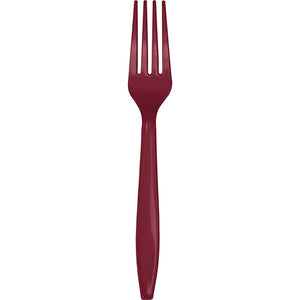 Bulk Pack of 48 Burgundy Red Plastic Forks