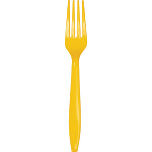 Bulk Pack of 100 School Bus Yellow Plastic Forks