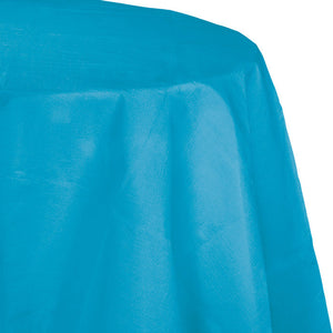 Bulk Pack of 2 Turquoise 82" Round Polylined Tissue Tablecover