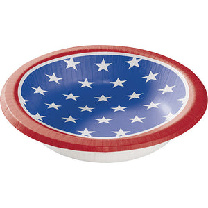 Bulk Pack of 16 Stars & Strips Paper Bowls