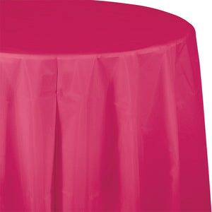 Bulk Pack of 2 Hot Magenta Round PlasticTablecover, 82"