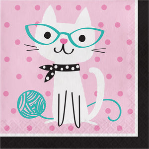 Bulk Pack of 32 Purr-Fect Cat Party Napkins