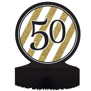 Bulk Pack of 2 Black & Gold 50th Birthday Centerpiece