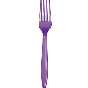 Bulk Pack of 48 Amethyst Purple Plastic Forks