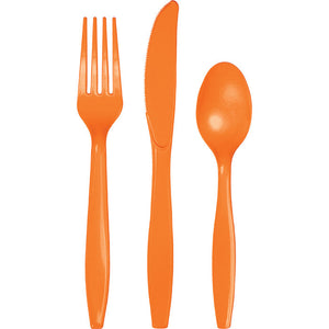 Bulk Pack of 48 Sunkissed Orange Assorted Plastic Cutlery