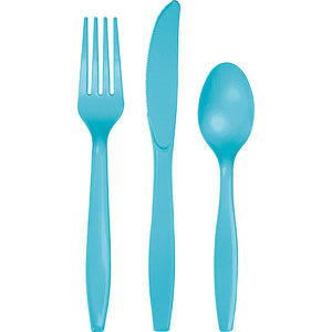 Bulk Pack of 48 Bermuda Blue Assorted Plastic Cutlery