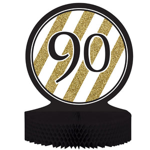 Bulk Pack of 2 Black & Gold 90th Birthday Centerpiece