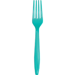 Bulk Pack of 48 Teal Lagoon Plastic Forks