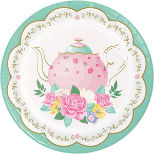 Bulk Pack of 24 Floral Tea Party Paper Dessert Plates