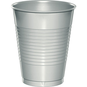 Bulk Pack of 40 Shimmering Silver 16 Oz Plastic Cups