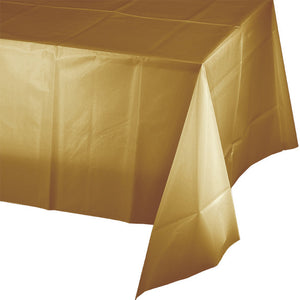 Bulk Pack of 2 Glittering Gold Tablecover Plastic 54" X 108"