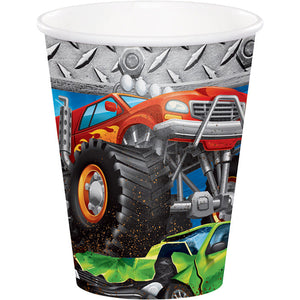 Bulk Pack of 16 Monster Truck Rally Hot/Cold Paper Cups 9 Oz