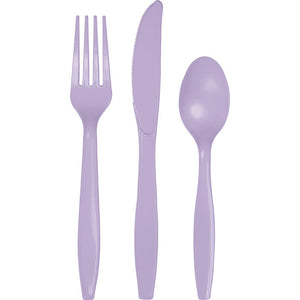 Bulk Pack of 48 Luscious Lavender Purple Assorted Plastic Cutlery