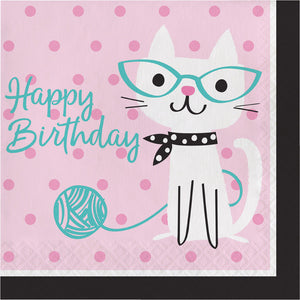 Bulk Pack of 32 Purr-Fect Cat Party Birthday Napkins