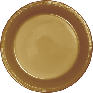 Bulk Pack of 40 Glittering Gold Plastic Dessert Plates