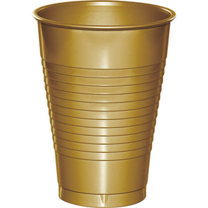 Bulk Pack of 40 Glittering Gold 12 Oz Plastic Cups