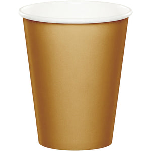 Bulk Pack of 24 Glittering Gold Hot/Cold Paper Cups 9 Oz