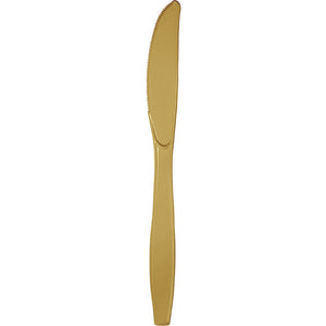 Bulk Pack of 100 Glittering Gold Plastic Knives