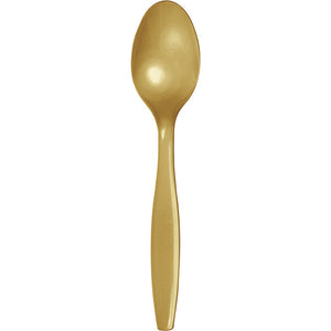 Bulk Pack of 48 Glittering Gold Plastic Spoons