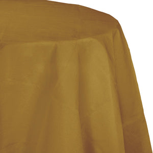 Bulk Pack of 2 Glittering Gold 82" Round Polylined Tissue Tablecover