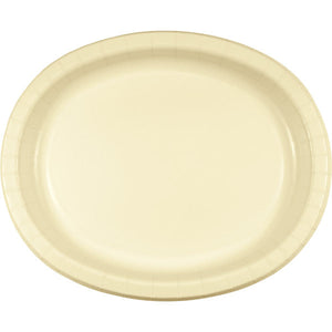 Bulk Pack of 16 Ivory Paper Oval Platter 10" X 12"