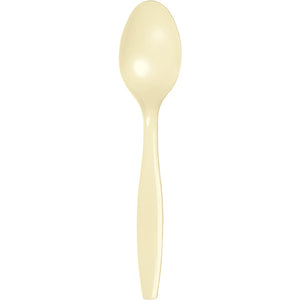 Bulk Pack of 48 Ivory Plastic Spoons