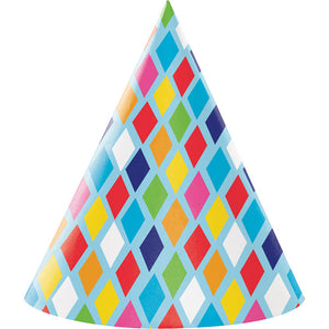 Bulk Pack of 16 Bright Birthday Party Hats