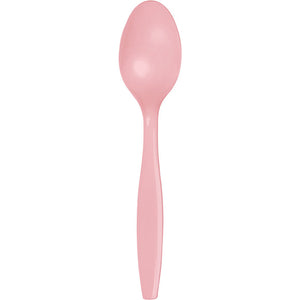 Bulk Pack of 48 Classic Pink Plastic Spoons