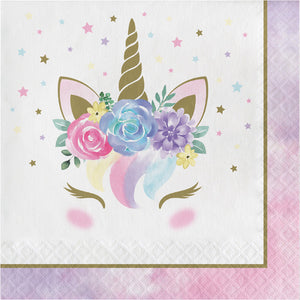 Bulk Pack of 32 Unicorn Pastel Baby Shower Napkins