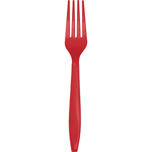 Bulk Pack of 48 Classic Red Plastic Forks