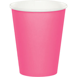 Bulk Pack of 24 Candy Pink Hot/Cold Paper Cups 9 Oz