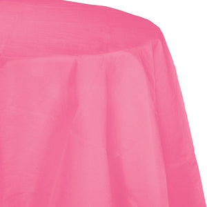 Bulk Pack of 2 Candy Pink 82" Round Polylined Tissue Tablecover