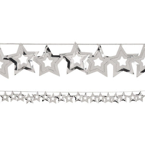 Bulk Pack of 2 Silver Stars 9 ft Foil Garland