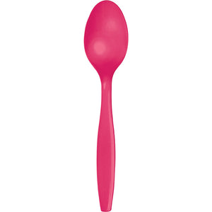 Bulk Pack of 48 Hot Magenta Pink Plastic Spoons