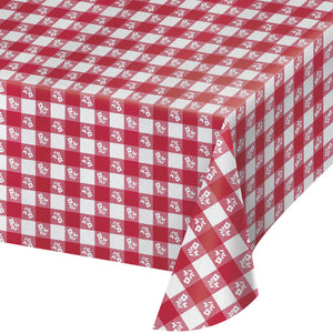 Bulk Pack of 2 Red Gingham Tablecover Plastic 54" X 108"