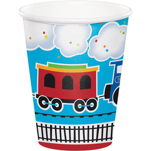 Bulk Pack of 16 All Aboard Train Hot/Cold Paper Cups 9 Oz