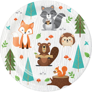 Bulk Pack of 24 Wild One Woodland Animals Paper Dessert Plates