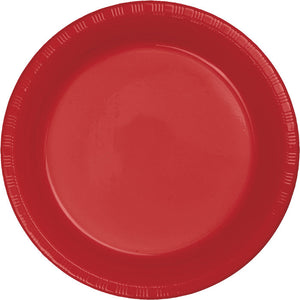 Bulk Pack of 40 Classic Red Plastic Dessert Plates