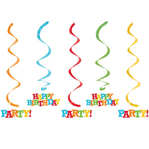 Bulk Pack of 10 Dizzy Danglers Happy Birthday Stripes