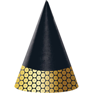 Bulk Pack of 16 Gold Sequin Party Hats