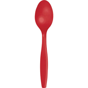 Bulk Pack of 48 Classic Red Plastic Spoons